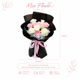 RS141 - Blush in Black ~ Fresh Flower 鲜花