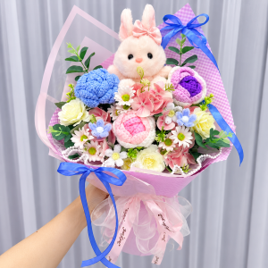 CRF45-Pink Bunny ~ Crochet Flower 针织花